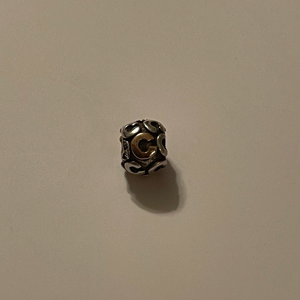 ⭐️ Retired Pandora Letter C Initial Silver and Solid 14K Gold Charm⭐️
